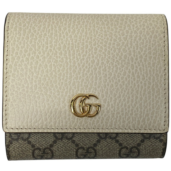 Gucci GG Bicolor Wallet GG Marmont Supreme Ivory White Beige - Picture 1 of 6